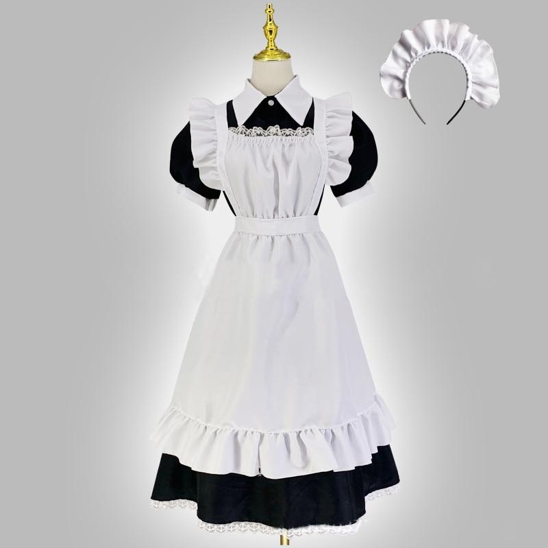 3pcs Sets French Butler Cosplay Costume Traditional Maid Long Skirt Maid Outfit British Butler Dress Japanese Uniform Cute Fancy Party Dresses