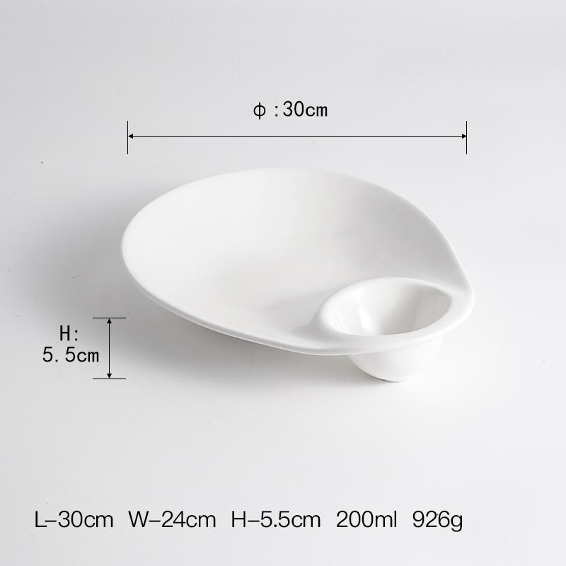 

Pure White Irregular Deep Plate Restaurant Dumpling Plate Dessert Plate Pasta Plates Molecular Cuisine Specialty Tableware