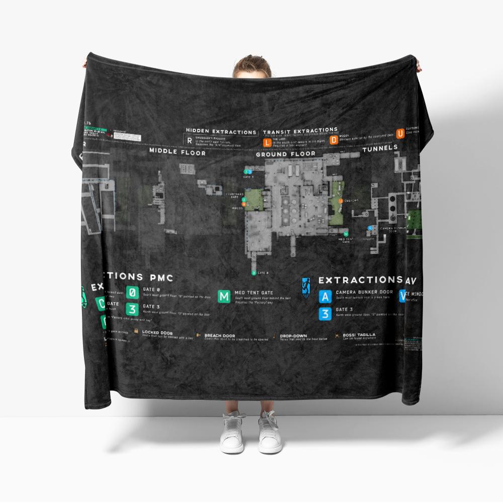 Escape from Tarkov Scav PMC Mappa Coperta di Flanella Decorazione Coperte Creative Accogliente Morbida Leggera per Divano