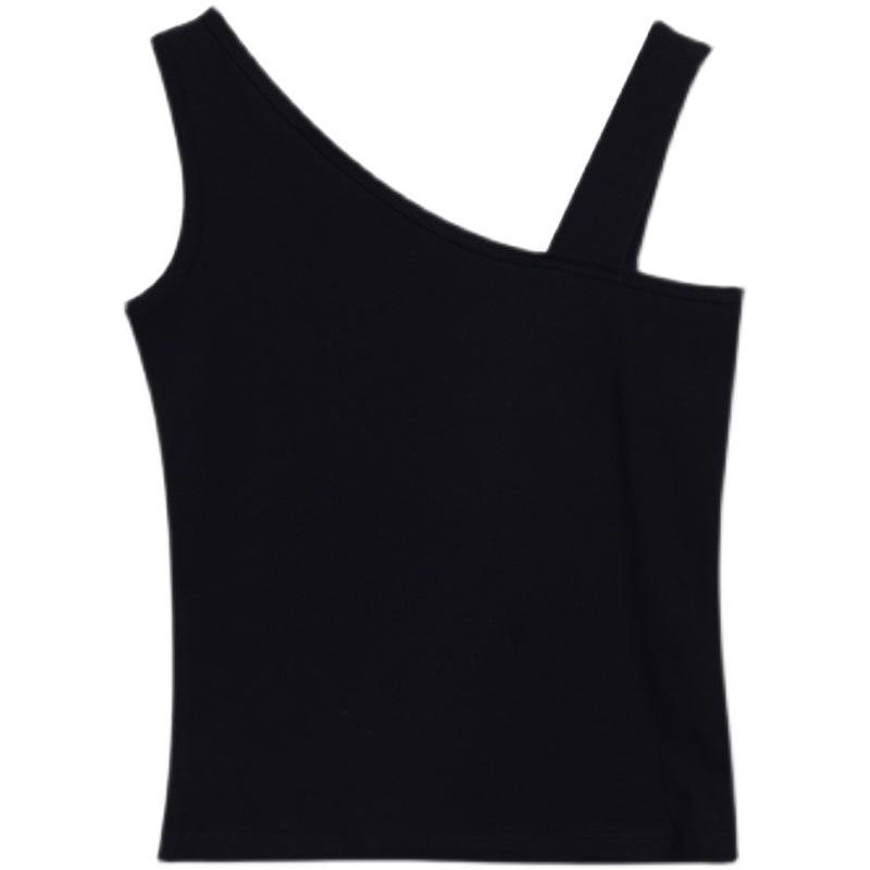 Women s Asymmetric Neckline Tank Top, Wide Strap Sleeveless Slim Fit Camisole One size