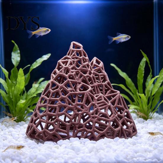 Plastic Mountain Decor Aquarium Shrimp Hide, 3D Printed Hollow Mountain, Small Fish Tank for Betta Hideout Cave, Ornament Shelter Cave
