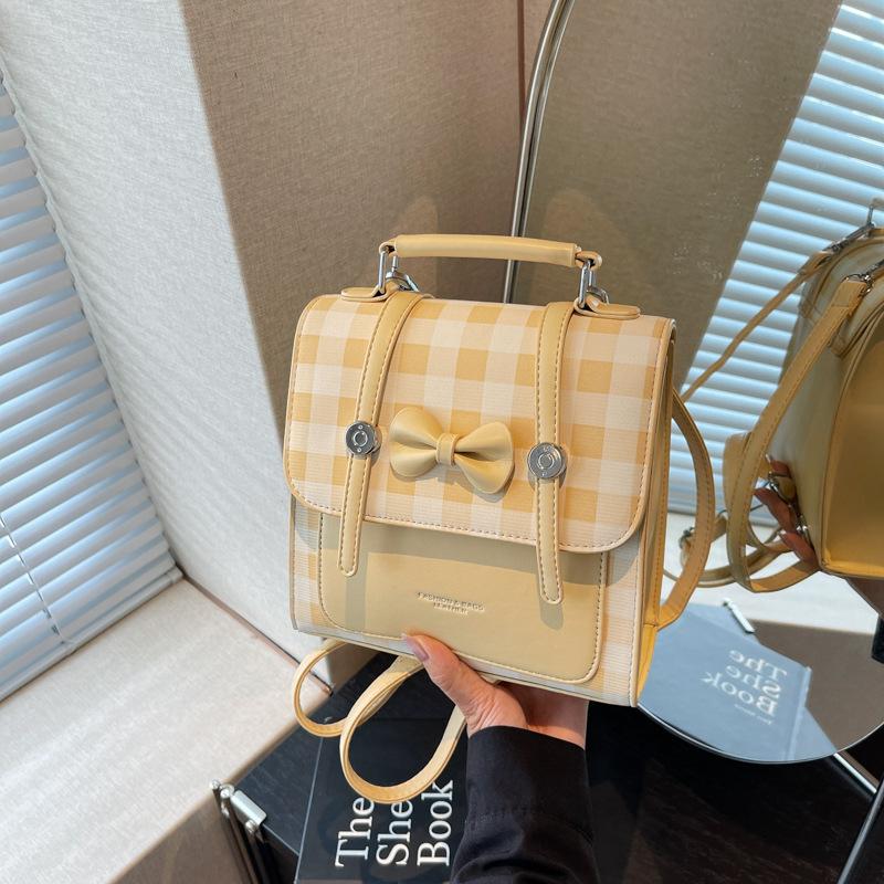 Little Fresh Girl Plaid Bag New Niche Single Shoulder Messenger Bag Multi-purpose Double Shoulder Small Backpack