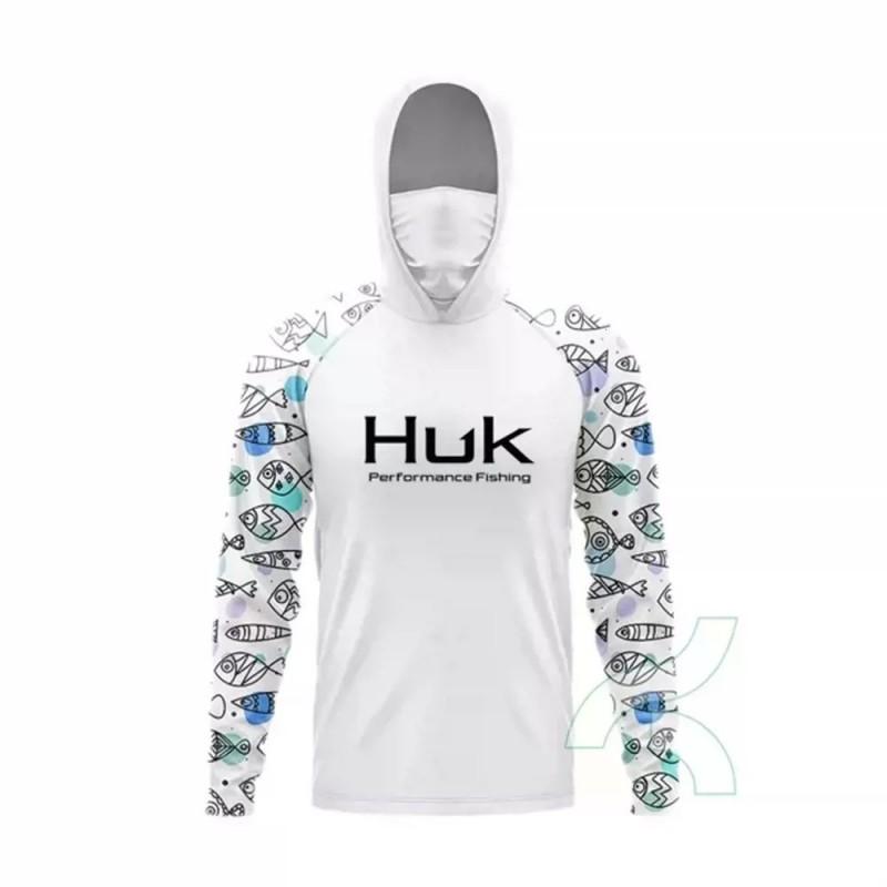 HUK Mens Quick Dry Fishing Hoodie With Face Cover UPF Lightweight Wear