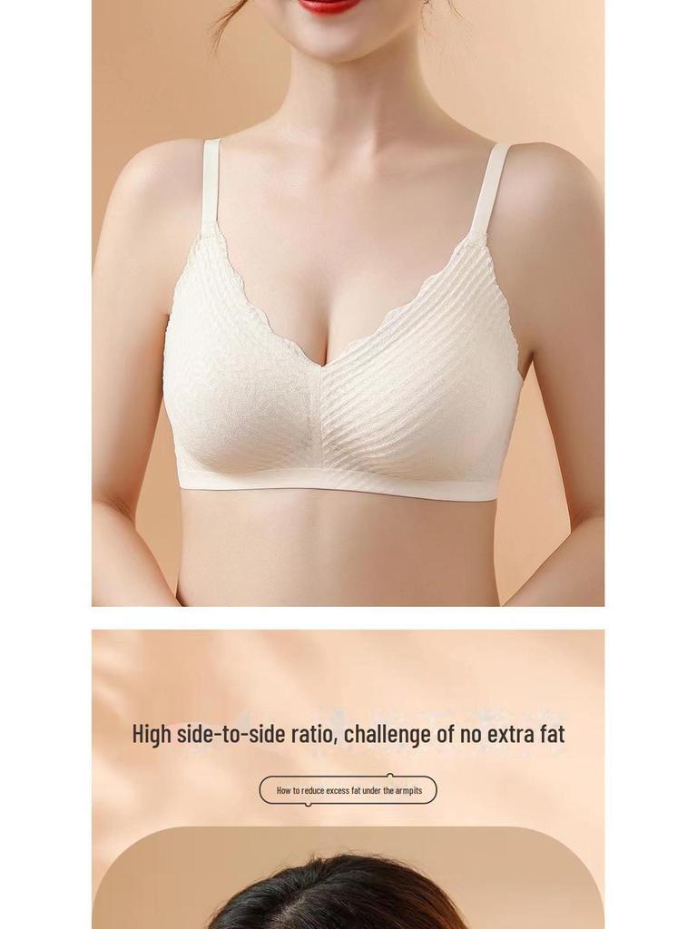 Wheat Ear Lace Suspenders Seamless Bra - Comfortable, Steel-Free, Thin & Fresh Underwear for Women.