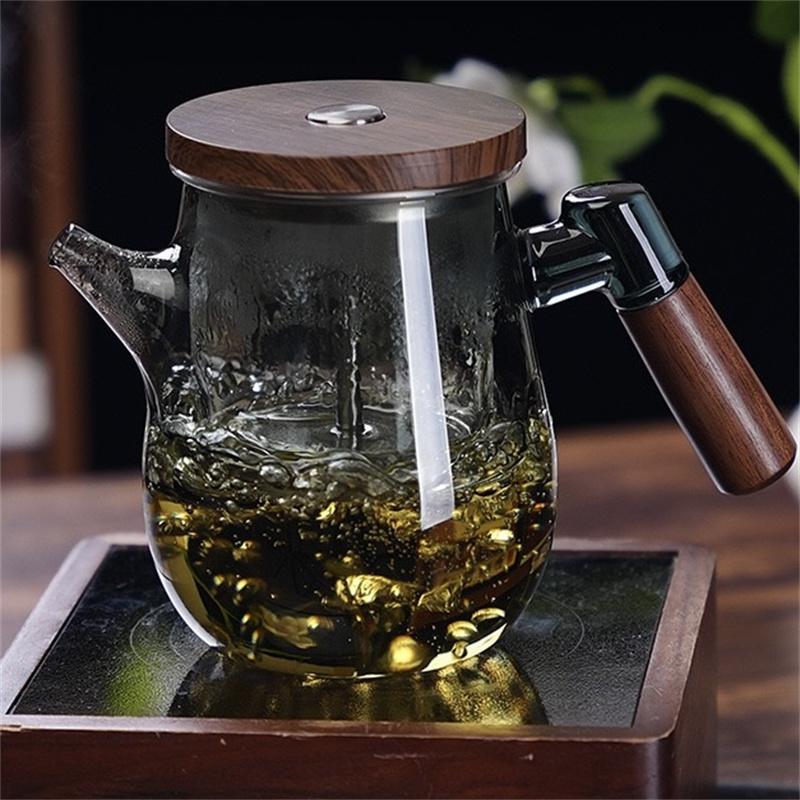 600ml One Tough Tea Filtering High Borosilicate Glass Teapot Lazy Household Brewing Tea Kettle Kung Fu Teaware Set