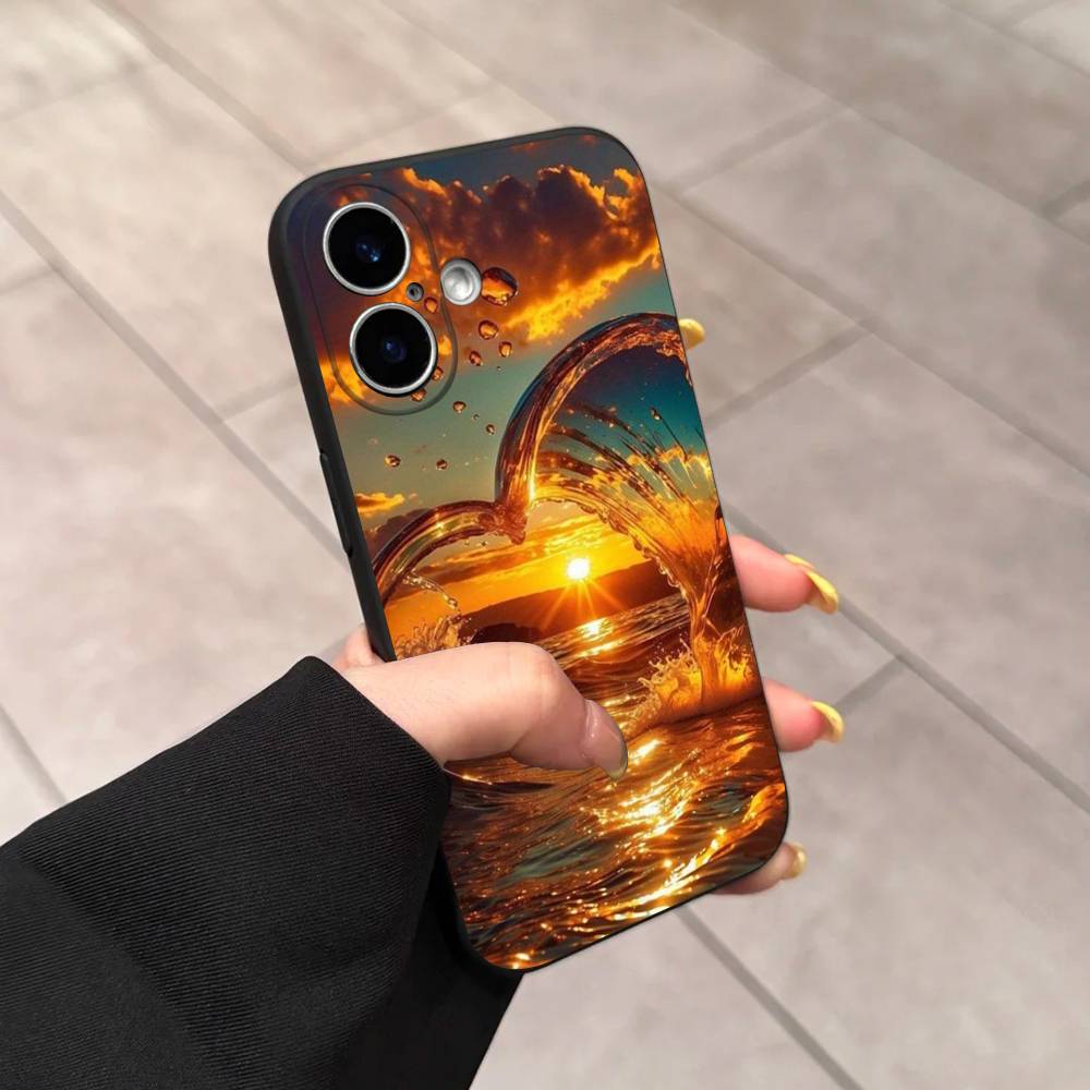 Blue Sea Ocean Waves Phone Case For iPhone 17 16 15 14 13 12 11 Pro Max Plus Mini Soft Silicone Black Shockproof TPU