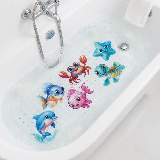 Bath Mat with Drainage Holes, Anti-Slip Texture Foot Massage Mat, Food-Grade PVC Material Suction Cups Bathtub Mat