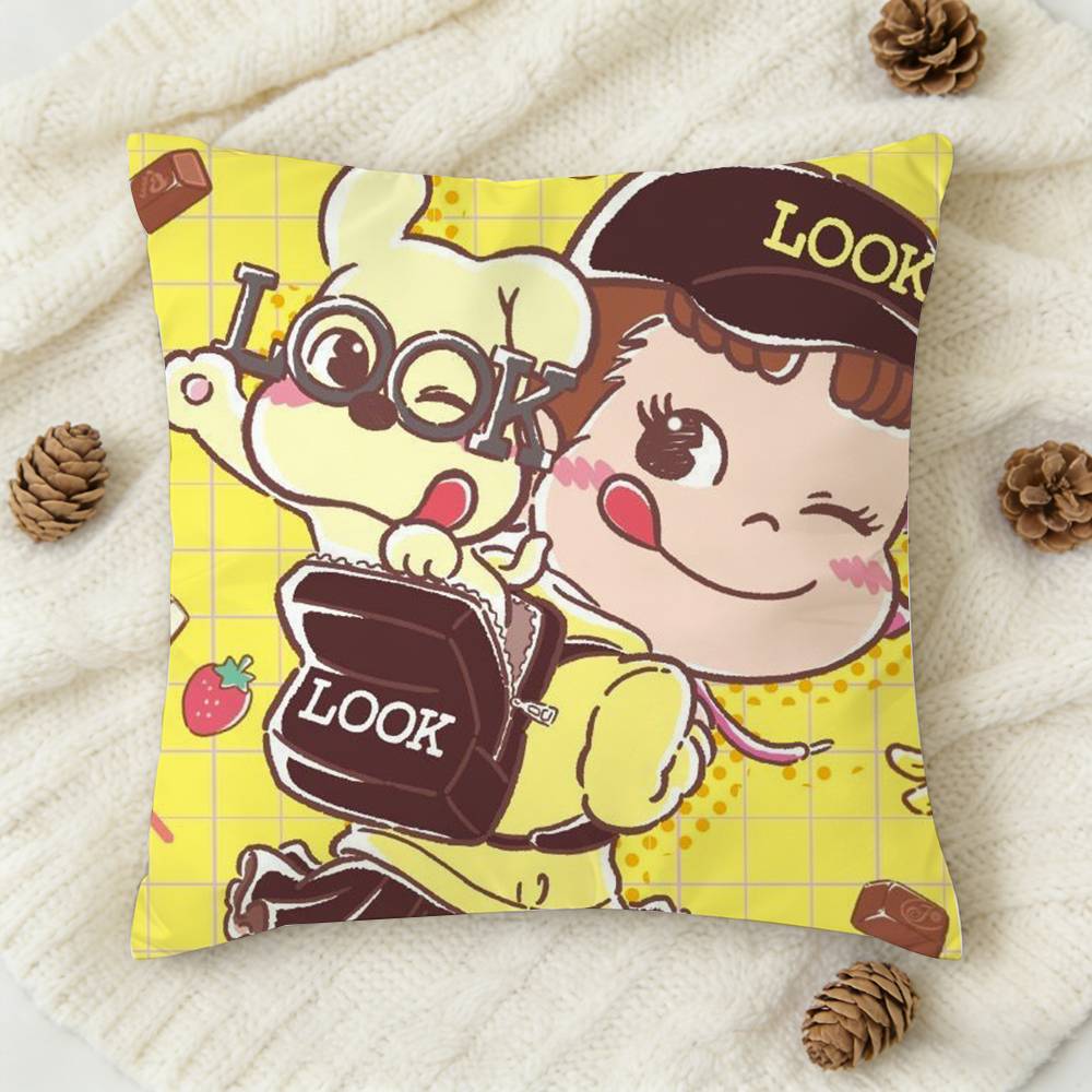 FFujiya candy logo Doublesided Printed Square Decorative Cushion Cover for Sofa Living Room Home Decor