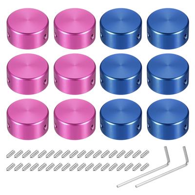 Uxcell 12pcs Foot Switch Toppers Guitar Pedal Button Caps Metal Foot Switch Top Covers for Guitar Effect Pedal Blue and Red 3/8" Buttons,