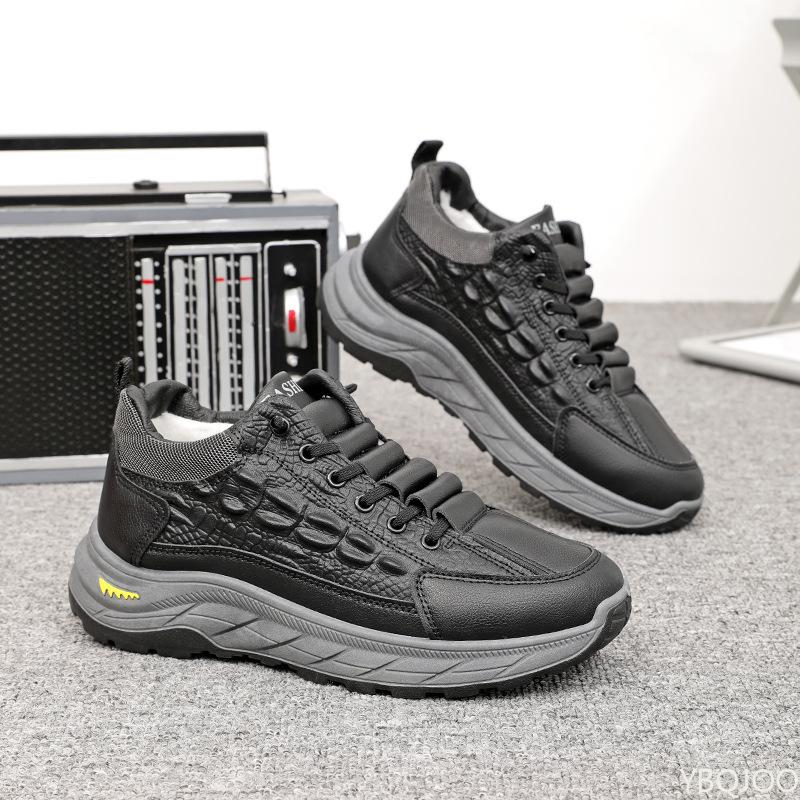 

Men s New Cotton Shoes with Plush Warm Crocodile Pattern Design Versatile Men s Casual Sports Vulcanized Oversized Cotton Shoes 47