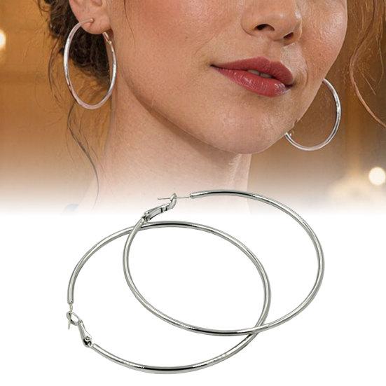 1 Pair Big Hoop Earrings for Women Girls, Round Circle Hoop Earrings, Lightweight Minimalist Jewelry Gifts for Her