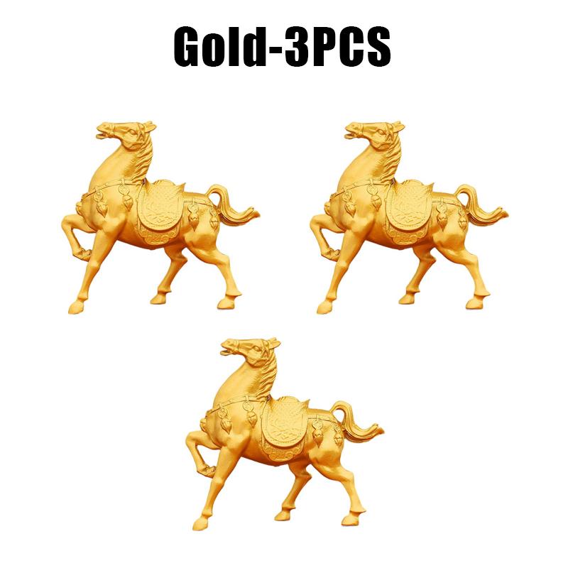 Premium Lucky Horse Gold Figurine Home Desktop Craft Zodiac Metal Alloy Ornament for Success Prosperity Decor