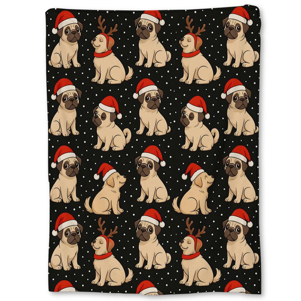 Pug Blanket Cute Pet Puppy Dog Fleece Throw Blanket Soft Lightweight Cozy Plush Flannel Blanket for Sofa Couch Bed Living Room