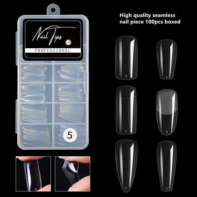 Nagelpflaster, ultradünn, spurlos, fertiges Produkt, abnehmbar, transparent, vollständige Aufkleberverlängerung, künstliches Nagelstück, 100 Stück verpackt