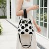 Lightweight Polka Dot Bucket Bag Patterned Drawstring Purse Shoulder Satchel Knit Tote  Beach