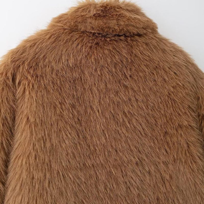 Kaslead New Arrival Women's Clothing Fashion Style Stylish Simple and Versatile Furry Turn-down Collar Coat 1252029