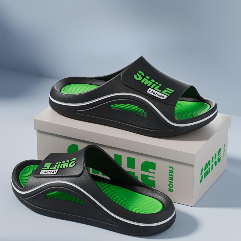 Fashion Men Open Toed Slippers Bathroom Slippers Home Shoes Thick Soft Sole Non-slip Breathable Comfort Flat Platform Indoor Slippers