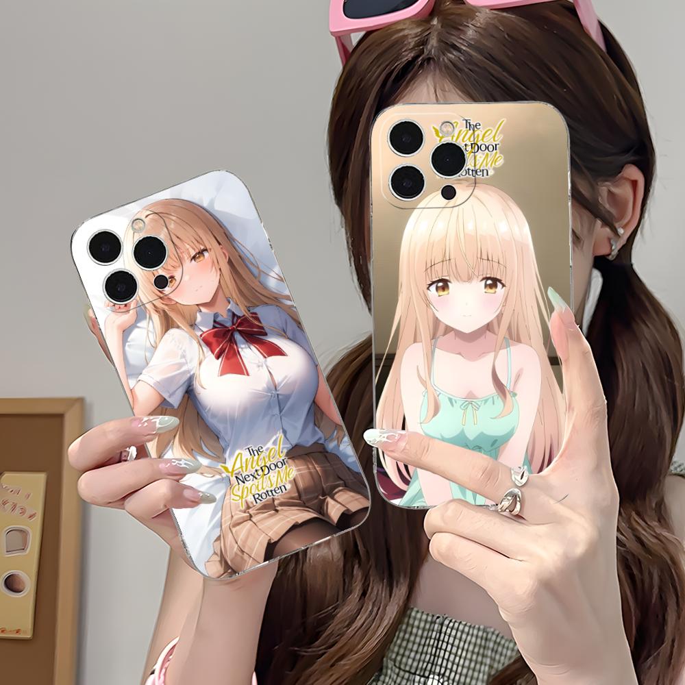 Angel Mahiru Shina Anime Phone Case for iPhone 16 15 14 13 12 11 X XR XS Pro Max Plus Mini Clear Transparent Luxury Cover Pretty