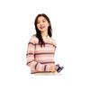 Anta X Cute Town Collaboration Life Series Polo Neck Striped Color Block Loose Long Sleeve T-Shirt Women Tops 162548404-1
