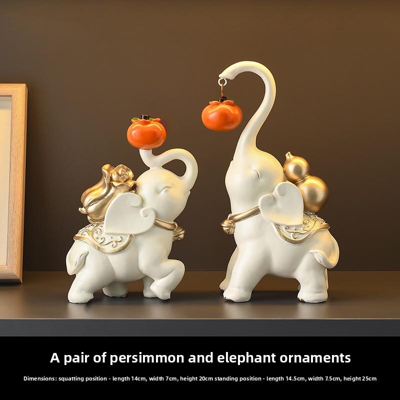 Persimmon Ruyi Elephant Ornament Light Luxury High-end Living Room Lucky TV Cabinet Wine Cabinet Decoration Household New Home Gifts