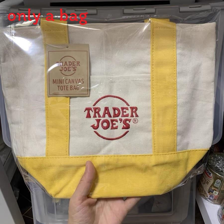 Trader Joes Mini-Tragetasche Leinwand Umweltfreundlich Großes Fassungsvermögen Zum Einkaufen Und Täglichen Gebrauch Yellow beige