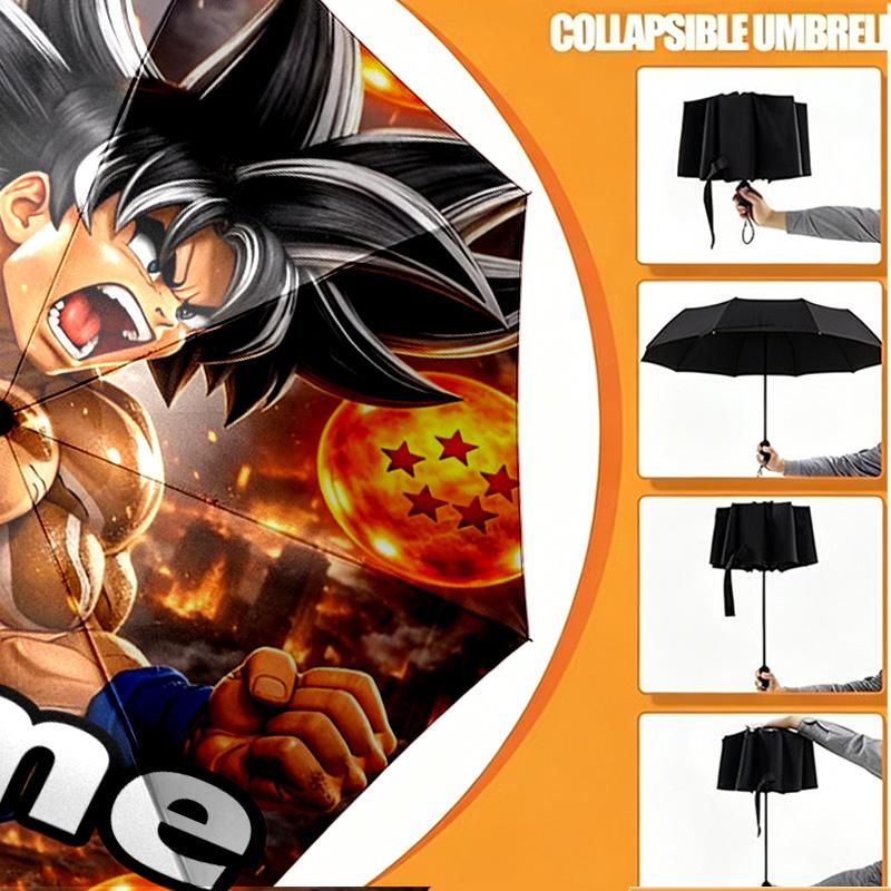 Parapluie Personnalisé Nom Personnalisé Imprimé DRAGON BALL, Ouverture/Fermeture Automatique, Structure Robuste à 8 Baleines, Utilisation Quotidienne, Camping, Randonnée, Cadeau d'Anniversaire