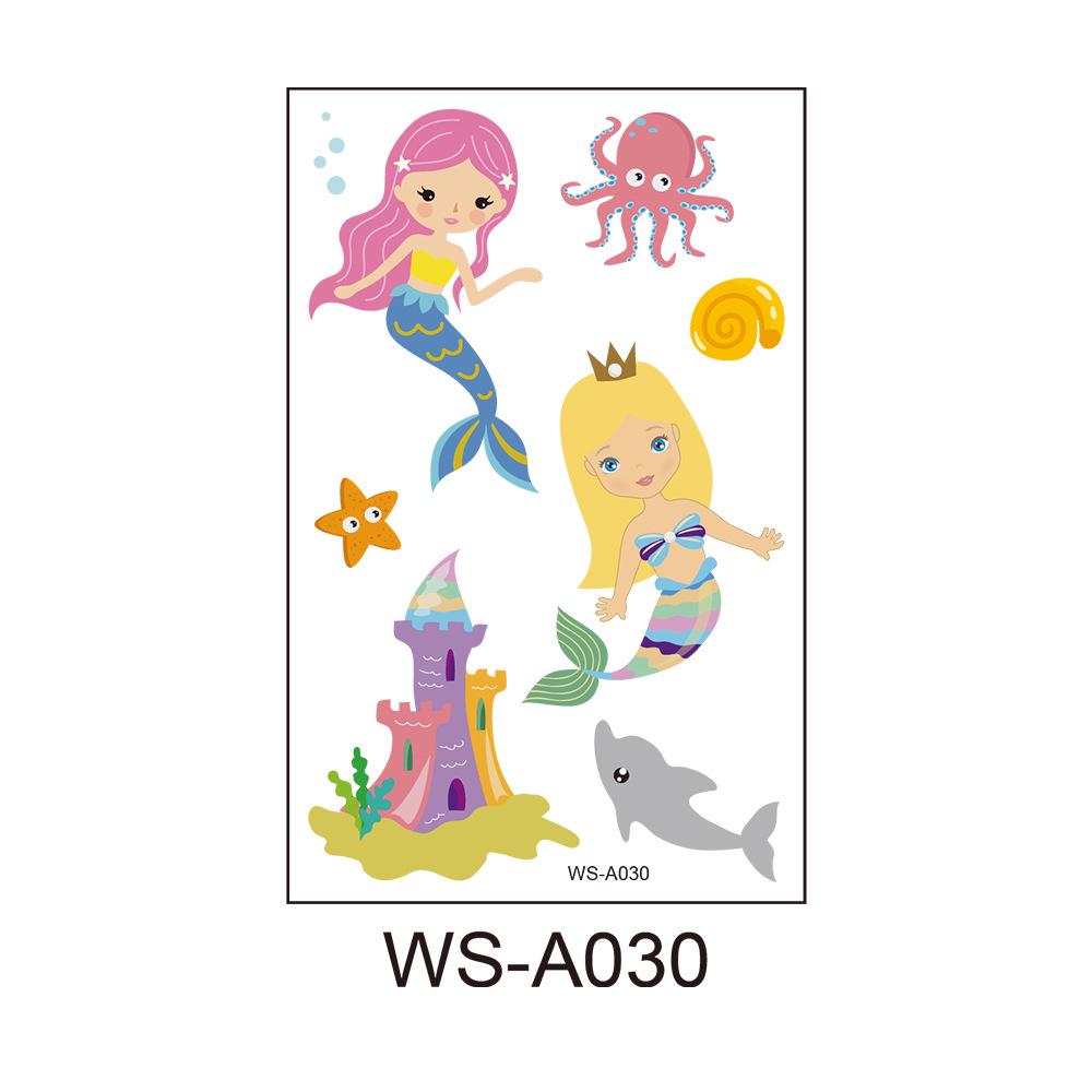 Waterproof Cartoon Princess Tattoo Set - Mermaid Theme for Kids