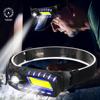 Super Bright XPE+COB Induction Headlight Dual Light Source Waterproof Outdoor Portable Running Fishing Night Running Flashlight