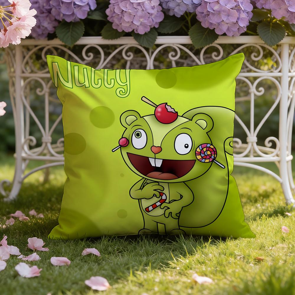 Anime H-Happy Tree F-Friends Cushion Cover Home & Car Dual-Scene Pillow Cover: Reversible for Premium Comfort