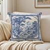 Blue White Landscape Pillow Case Organic Short Plush Cushion Covers Breathable Washable WrinkleResistant