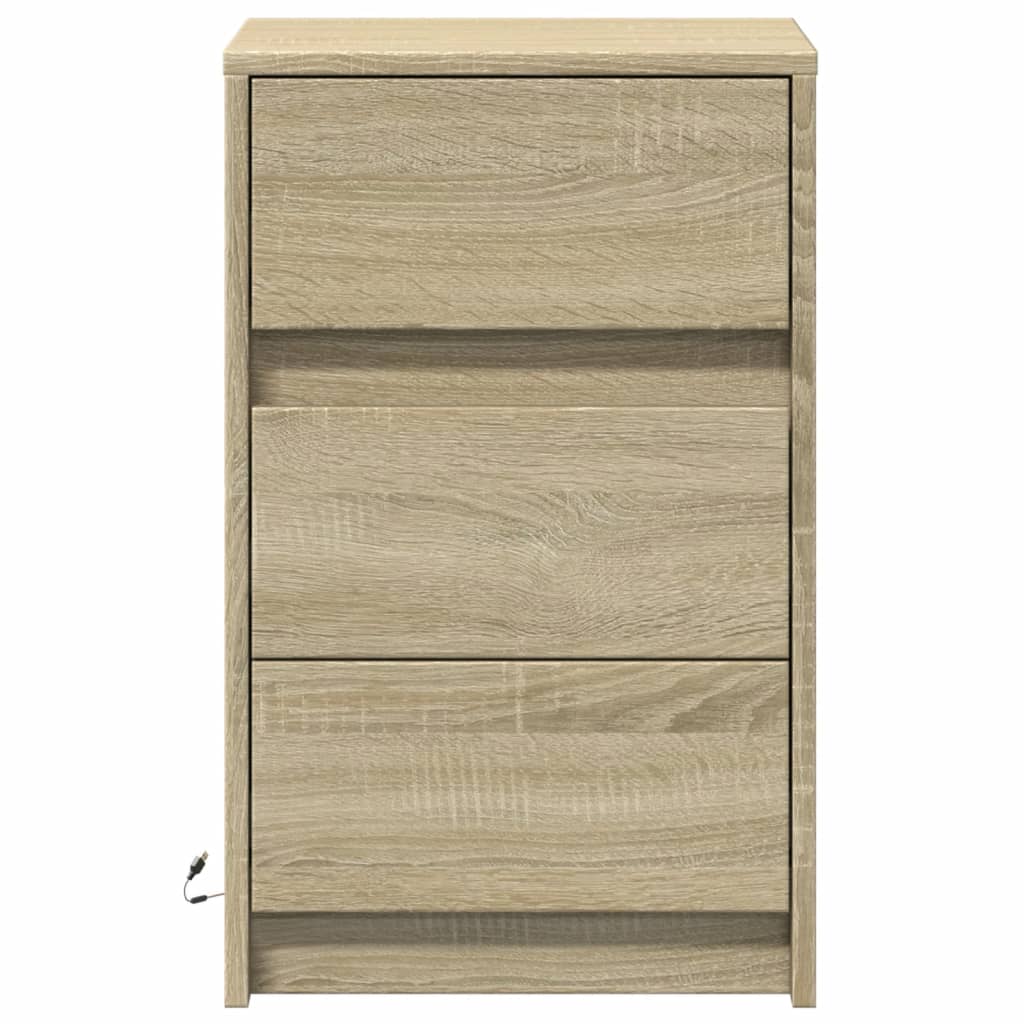 Nightstand With LED, Sonoma Oak Color, Wood-Based Material
