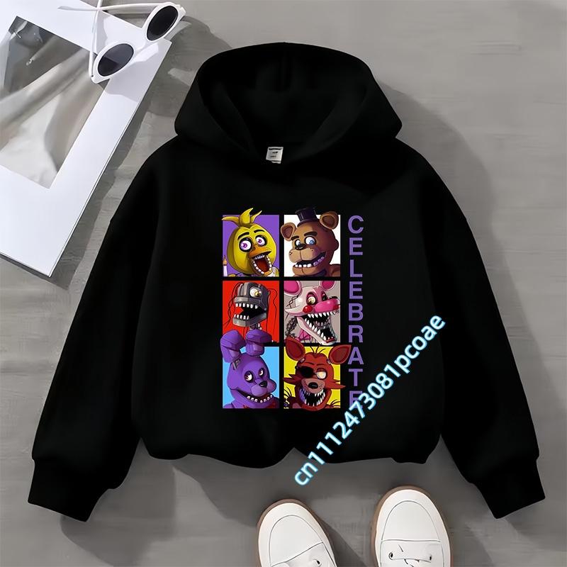 Five Nights At Freddy's Kids Boys' Sportswear Girls' Casual Top Cartoon Print Autumn/Winter Long-Sleeve Children's Hooded Shirt