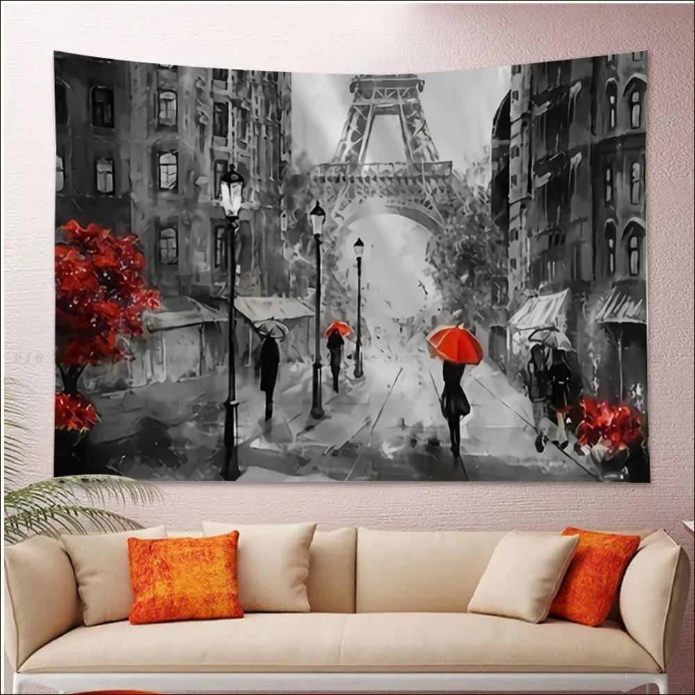 Гобелен для украшения стен дома, Париж, Франция, Эйфелева башня, художественная подвесная ткань, гобелен для офисной гостиной 100x75cm