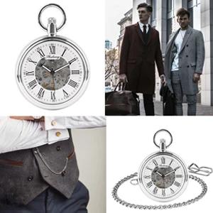 NEW Top Brand Luxury Silver Pocket Watches Mechanical For Men Fashion Gentleman Pocket Watch Hand Wind Casual Chain Fob Watches