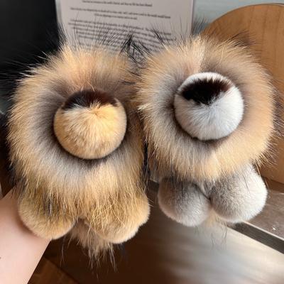 [Cute Little Lion] Rex Rabbit Hair Car Keychain Pendant Internet Celebrity Plush Doll Bag Pendant Gift