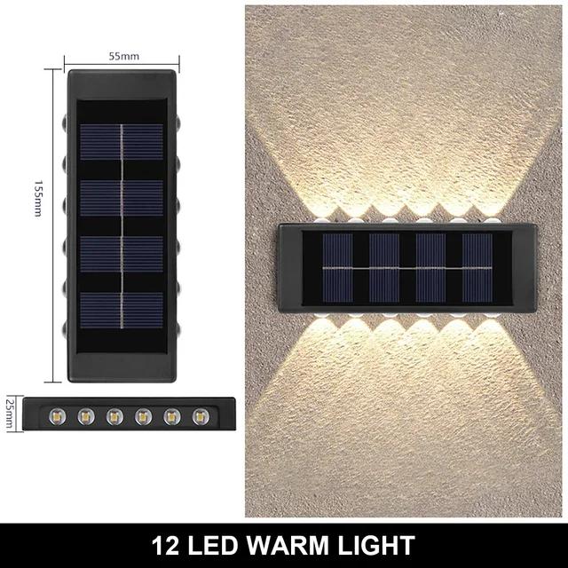 12LED Solar Wall Lamp Outdoor Waterproof Led Decorative Lights Up and Down Garden Yard Street Landscape Balcony