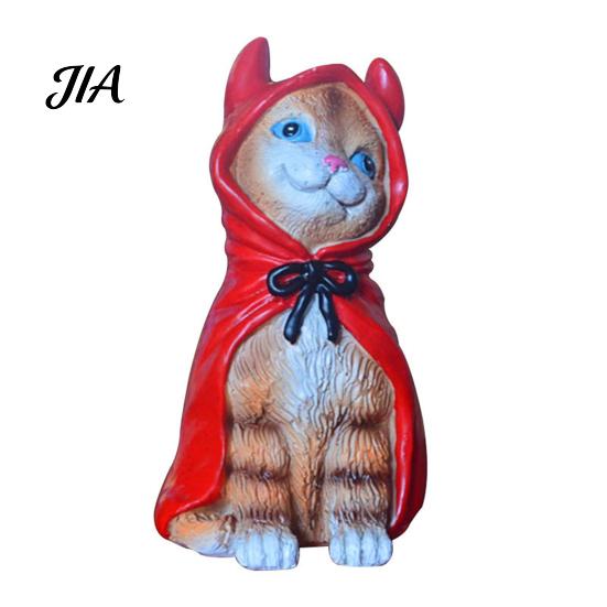 Shelf Decor for Cat Lovers Halloween Figurine, Resin Miniature Statue, Desktop Animal Ornaments Collectibles with Witch Hat/Cloak/Pumpkin Lamp Design