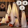 1-3SET Glowing Halloween Decoration Led Spooky Lights Light-up Ghost Wreath Outdoor Wall Decor Spooky Front Door Hanging Decor