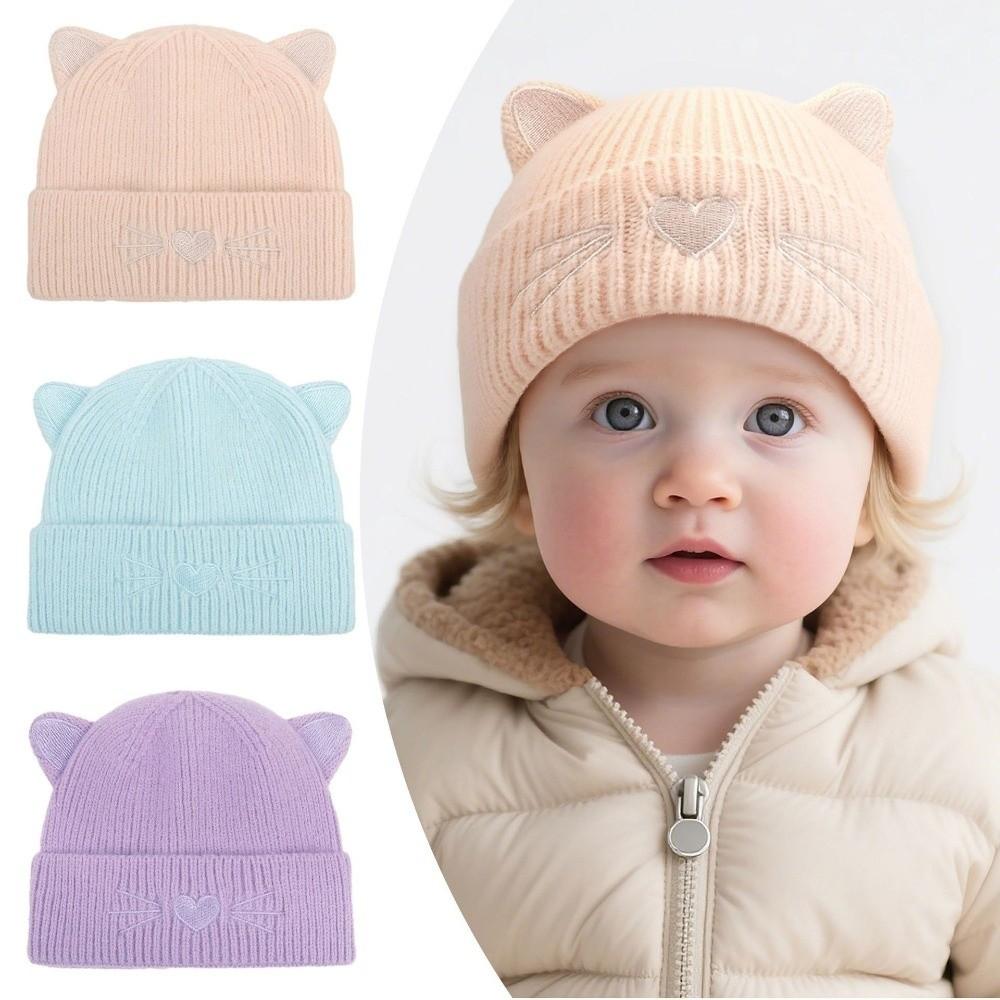 Soft Warm Winter Cap Cat Ear Embroidered Bonnet Casual Casual Knit Cap Autumn Winter