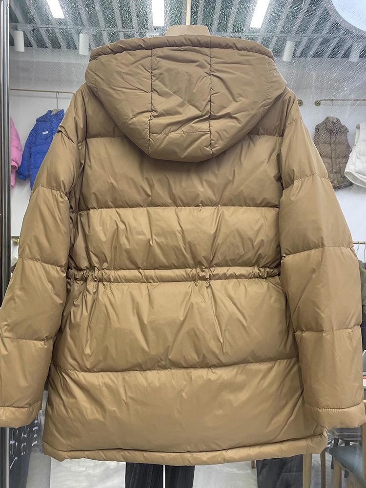 Women Down Jacket with Hood Warm Autumn Winter Outwear Simple Drawstring Coat Korean Style