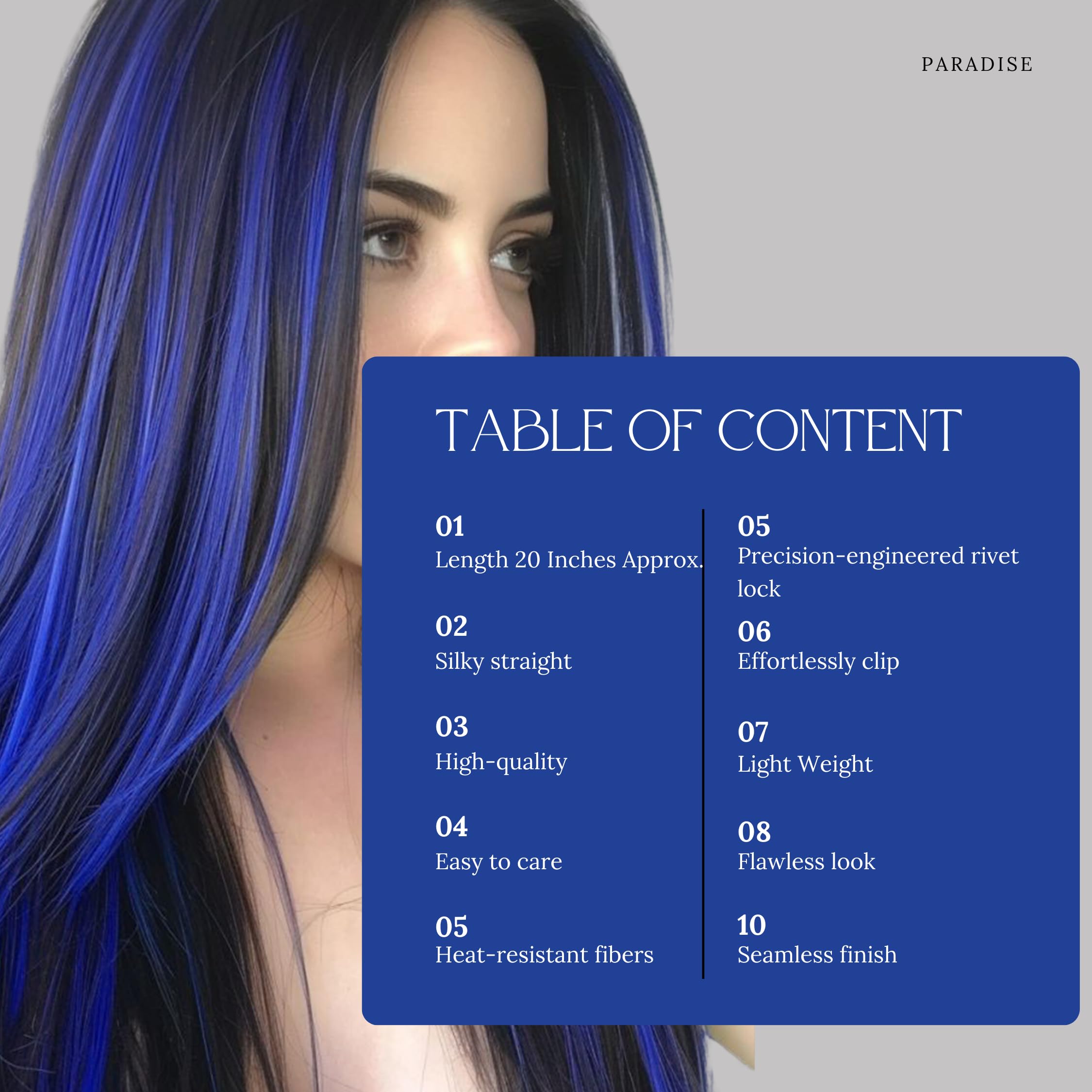Paradise® Blue Hair Extensions 22 inches