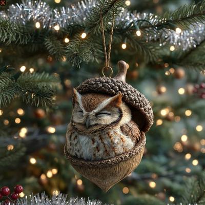 6pcs 2D Acrylic Forest Animal Acorn Ornaments Pine Cone Hanging Ornament Animals Christmas Tree Ornaments Animal Lovers Gift