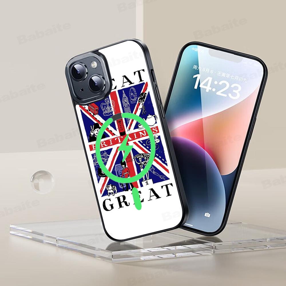 TOPLBPCS England British Uk Flag Phone Case Magnetic Case For IPhone 16 14 13 12 11 15 Pro Max Plus For Magsafe Wireless