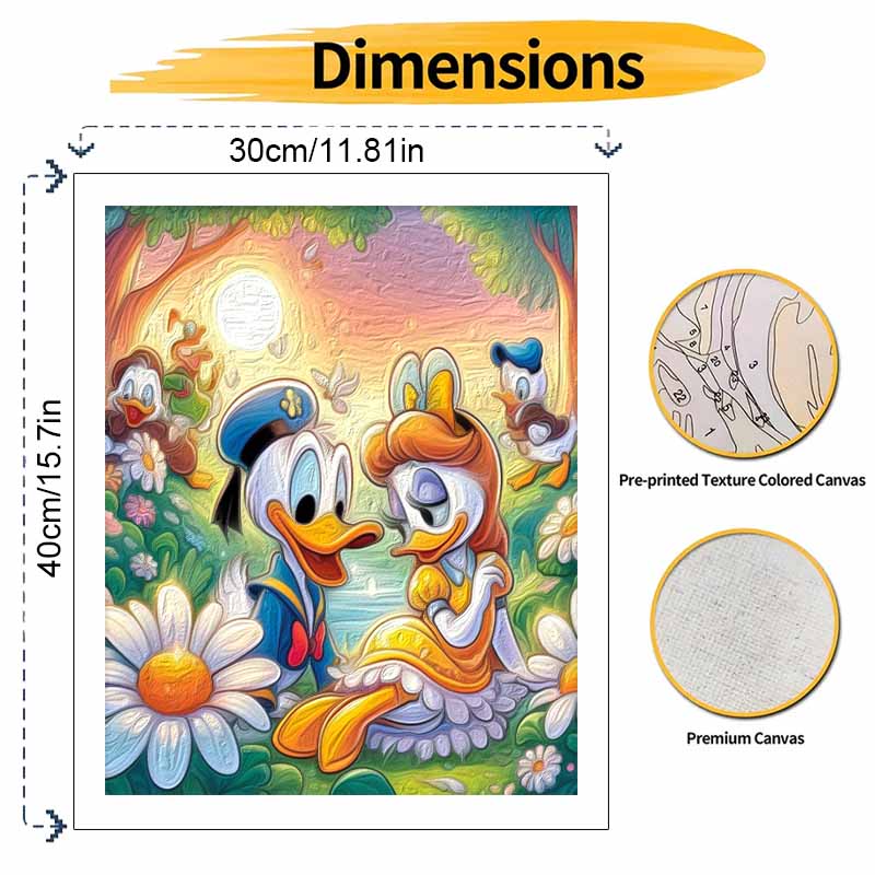 Disney Donald Daisy Duck Oil Paint Art Painting Kit Home Wall Decor Handmade Gift Garden Flowers Romantic Sunny Scene Craft Supplies DIY