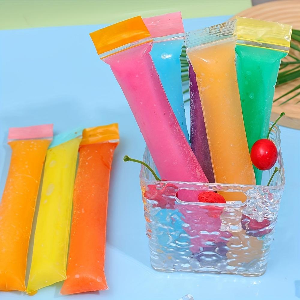 100pcs Summer Colorful Ice Cube Bags, Beverage & Cocktail Ice Cubes Bag, Self-Sealing Freezer Bags, Stackable Space-Saving for Summer Parties