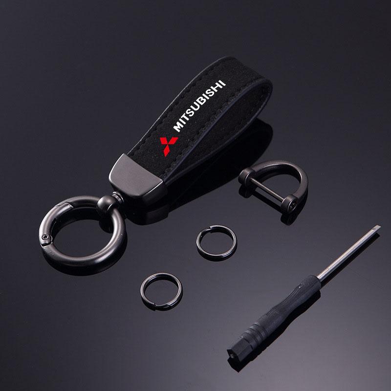 

Leather Car Styling Badge Pendant 4s Shop Gifts Auto keychain for Mitsubishi Lancer ASX Outlander Pajero Evolution Accessories