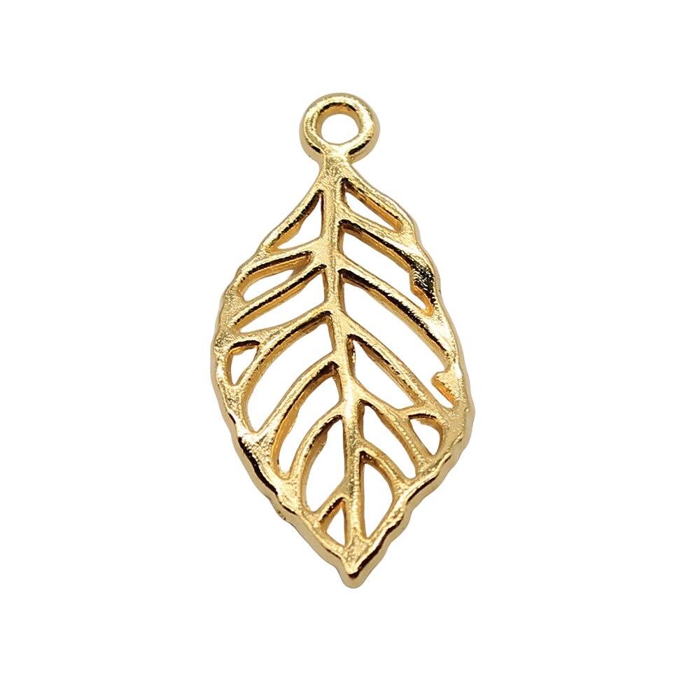 

10 шт. полые листья подвески Diy товары для рукоделия золотой цвет бренд: WYISYWG 13x29 мм