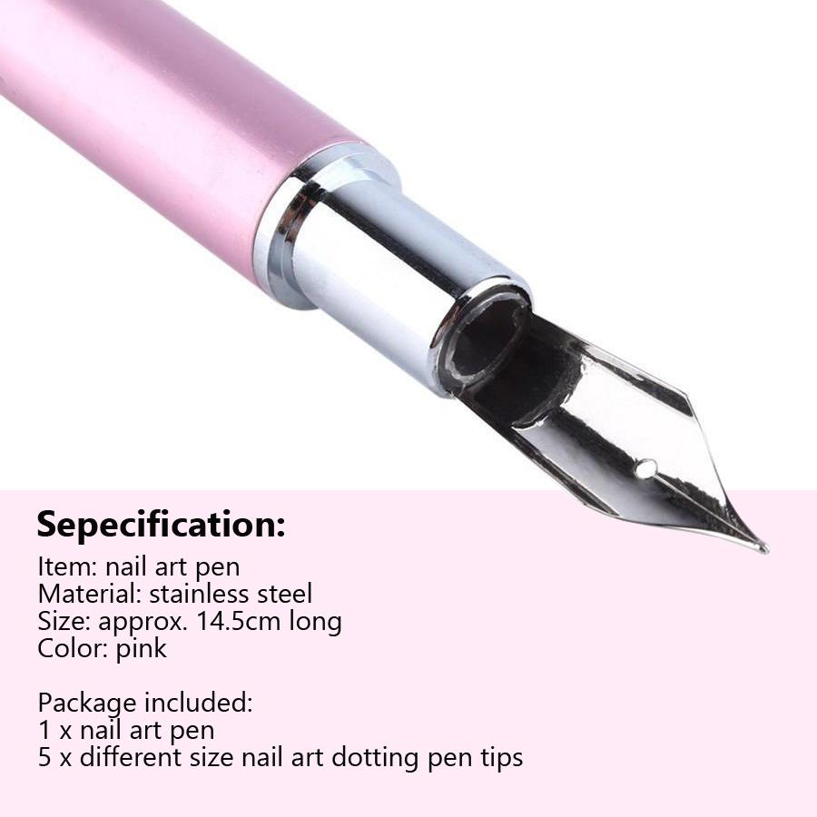 Metal Head Nail Art Dotting Pen Drill Point Flower Line Rhinestones Tip Painting Drawing UV Gel Poli