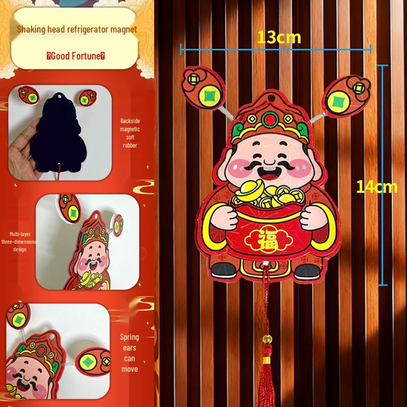 Three-Dimensional God of Wealth Magnet: Festive New Year Decoration for Potted Plants & Living Rooms
