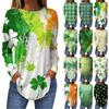 Tee Shirts For Women Fall Casual Long Sleeve Shirts Sweatshirt Vintage Graphic Printing Top Pullover St. Patrick's Day